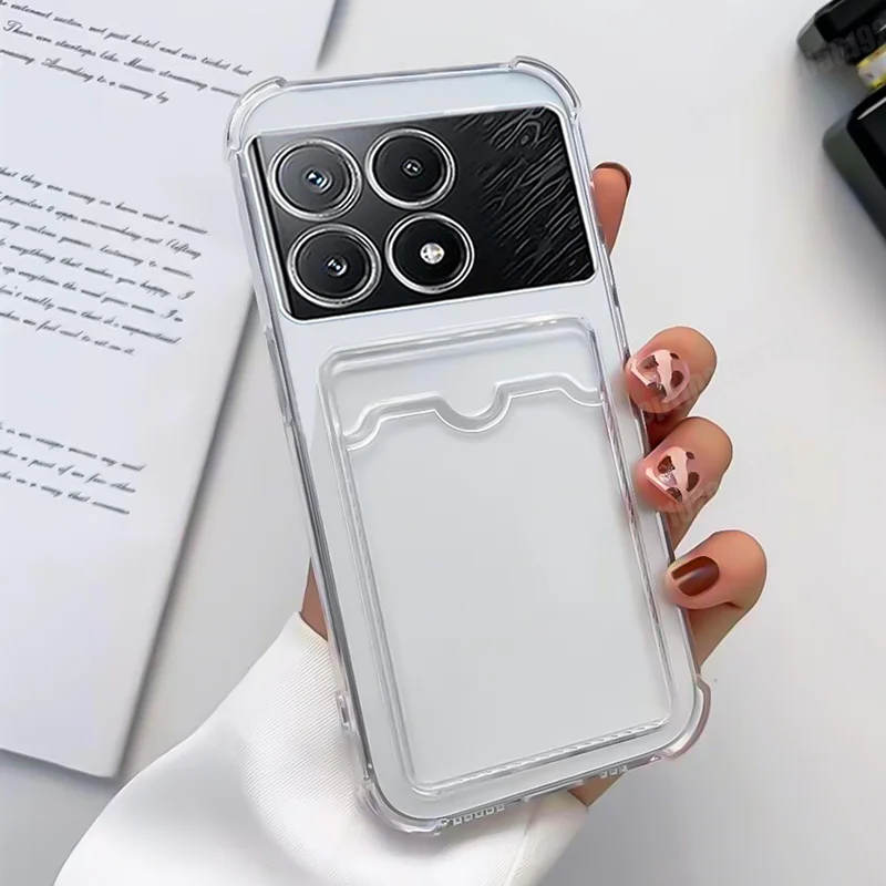 Transparent Card Pocket Phone Case with Air Bag Shockproof Protection Cover