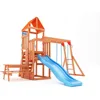 Dolphin Playground Cedar Wooden Swing Sets, Outdoor Playset ,  Wave Slide, Climbing Wall, and 2 Belt Swings, Playground Sets 3