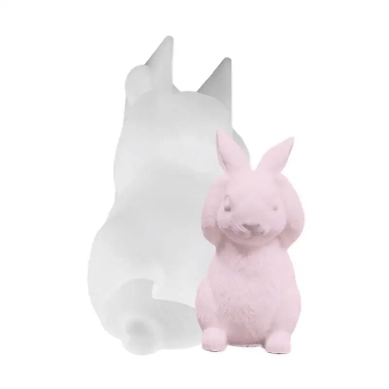 Easter Silicone Rabbit Mold Bunny Statue Mold for Crafts Plaster Casting Soft Silicone Mold Easy Release for Beginners Crafting