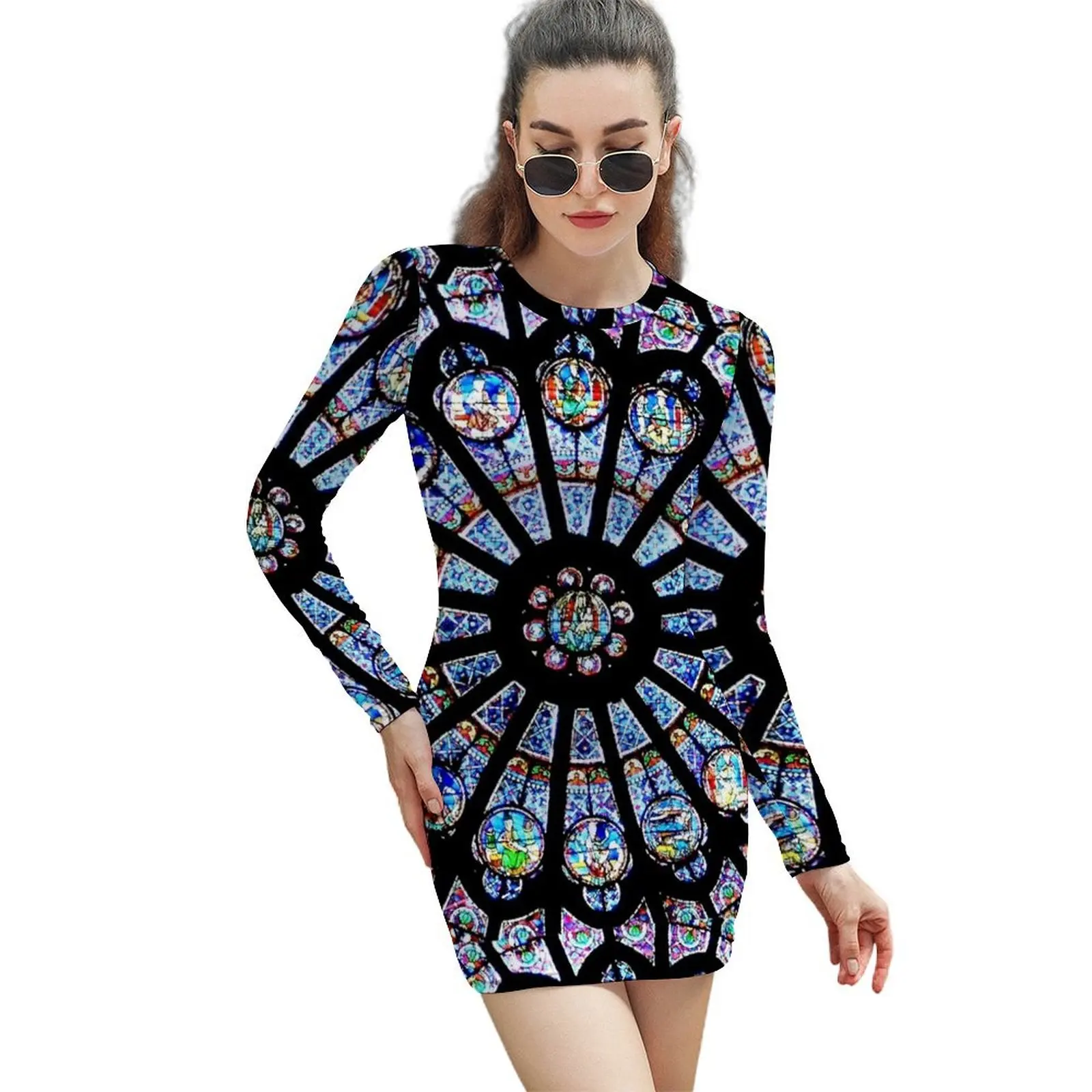 

Cathedral Stained Glass Long-Sleeved Sheath Dress women evening dress prom dress