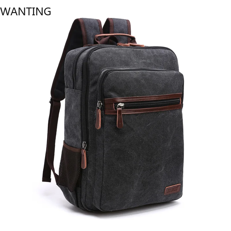 Large Vintage Canvas Tote Bag - College Satchel School Bag With Top Handle