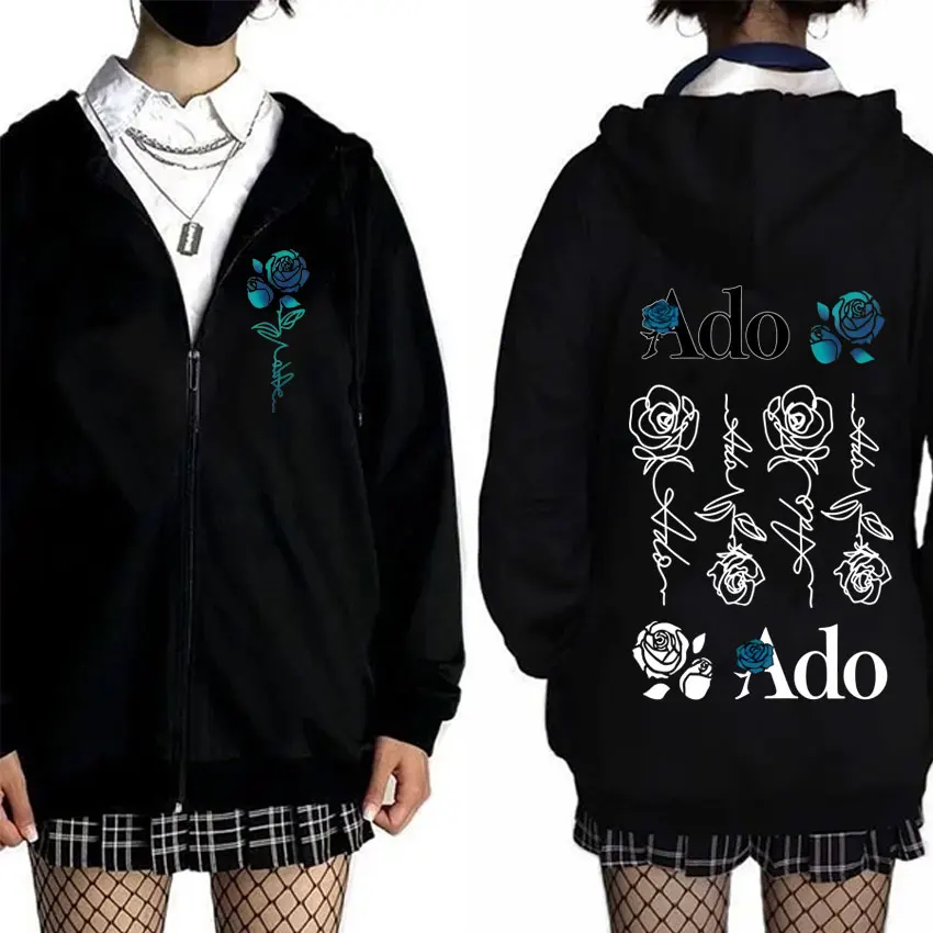 Ado World Tour 2025 Hibana Zipper Hoodie Men Women Clothing Fashion Japanese Style Streetwear Unisex Casual Fleece Zip Up Jacket