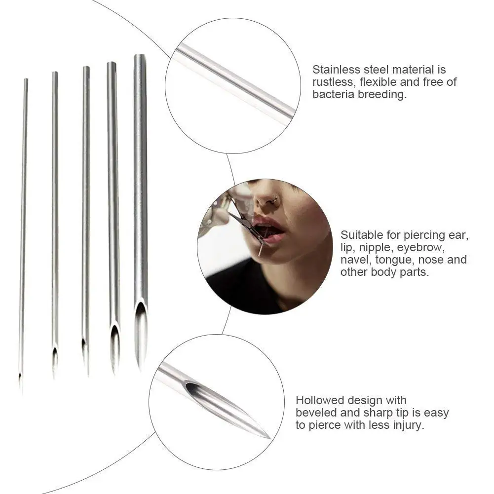 12G 14G 16G 18G 20G 5/10/30/50pcs Piercing Needles Disposable Body Piercing Needles Ear Nose Navel Nipple Piercing Piercing Kits 3