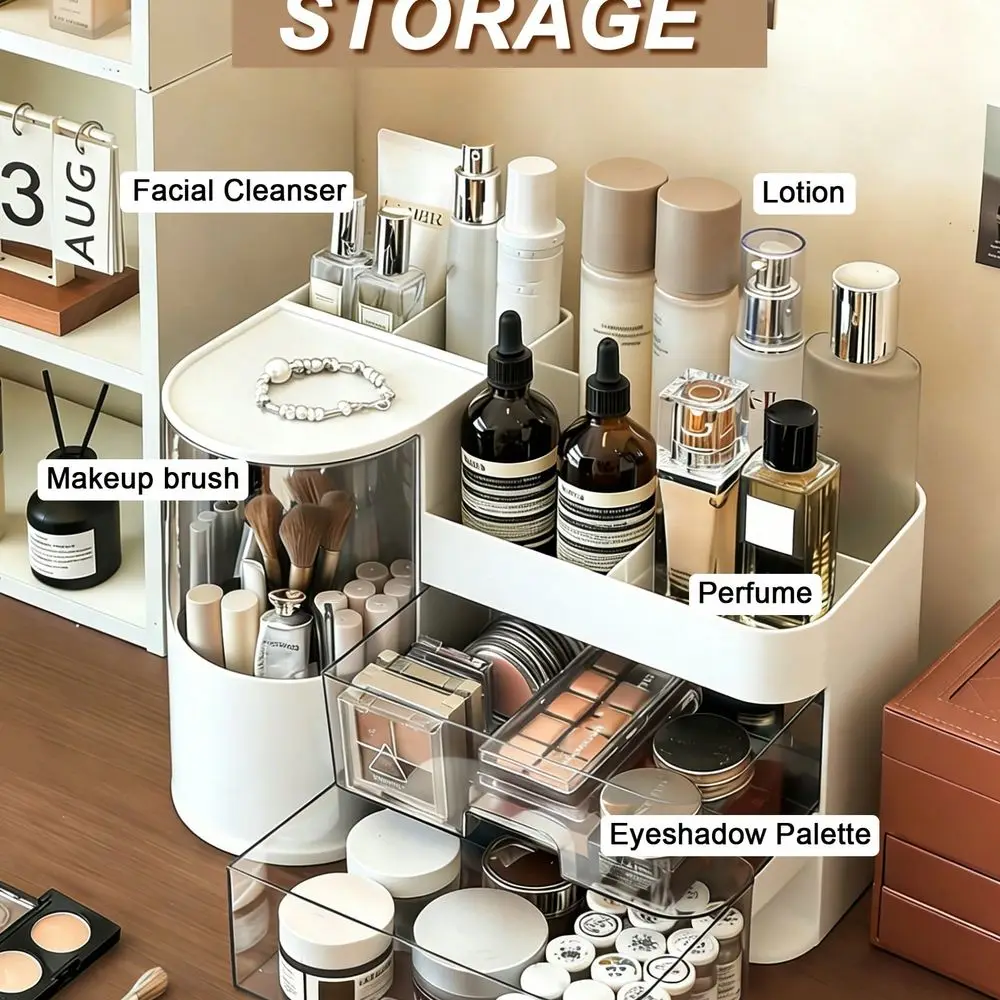 White Vanity Makeup Organizer Box 5