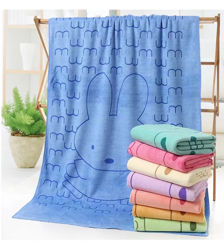

70*140cm Rabbit Microfiber Bath Towel Cute Large Soft Baby Kids Boys Girls Women Towels Beach Swimming Absorbent Wrap Quick Dry