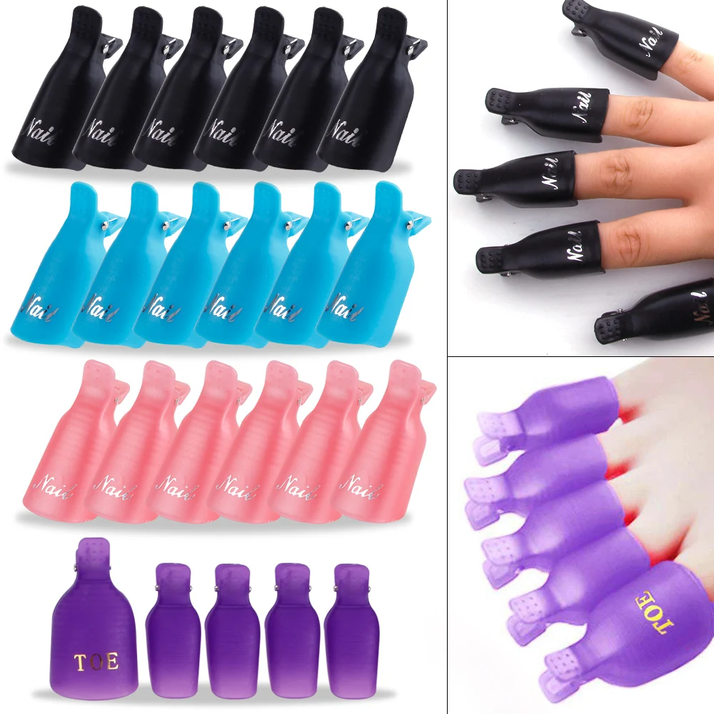 10PCS Plastik Nagel Clips Gellack Gel Entferner Wrap Werkzeuge Nail Art Tips