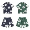 DENIM TEARS New Fashion Men's Women's Same Kapok Foam Printing Short-sleeved T-shirt with Shorts Set 6
