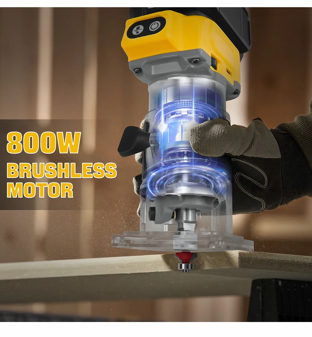 2000W Electric Router 21V Brushless Trimmer Heavy Duty Woodworking Engraving Tri