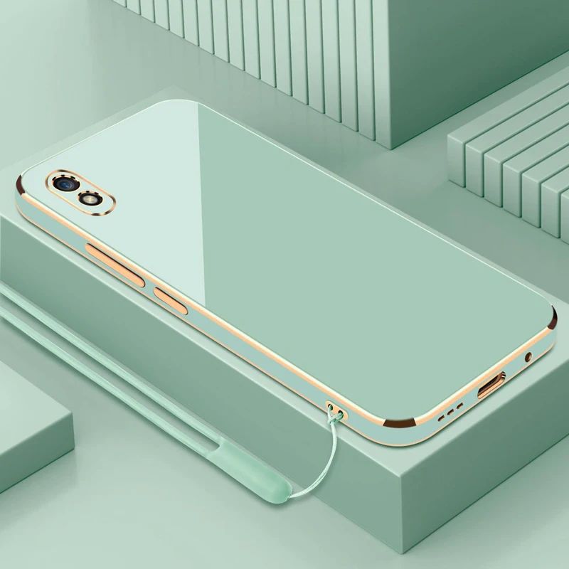 Luxury Square Plating Shockproof Silicone Back Cover