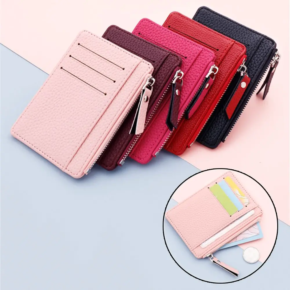 

Women's ultra-thin card holder Korean coin purse zipper card holder candy color bus student bank card holder dollar bag