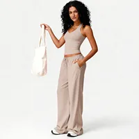 Ensembles de gymnastique pour femmes, gilet à col en V, pantalons amples, costumes d'entraînement, pantalons de Yoga athlétiques, entraînement décontracté, survêtements 2 pièces 2