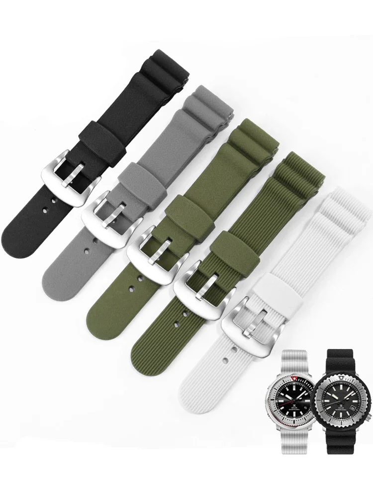 Cinturino Flessibile In Gomma Per Seiko N. 5 Skx 007 Water Ghost Abalone Small White Can Diving Accessori In Silicone Anti-Allergia