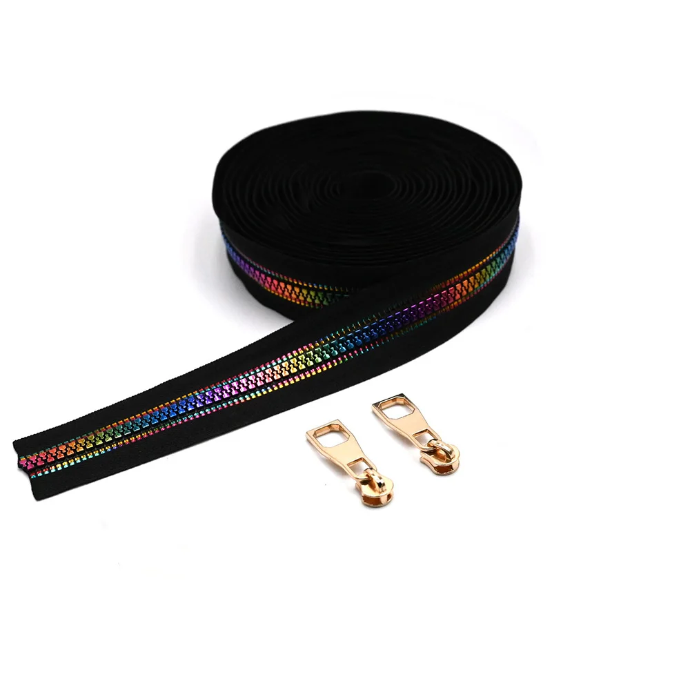 2 yards 2PC Resin Rainbow Tooth Zipper Pull Head for DIY Handmade Accessories zipper pullers,zipper sliders,zipper heads