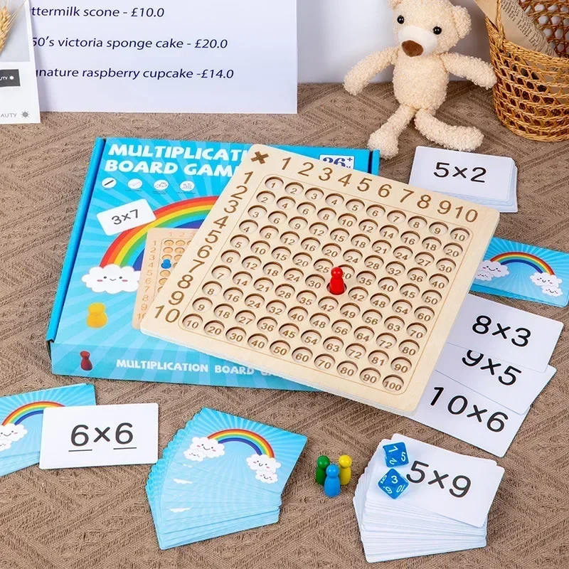 Learning Board Toy Montessori Multiplication Wooden Board Game Kids Educational 99 Multiplication Table Math Addition Teaching Aids