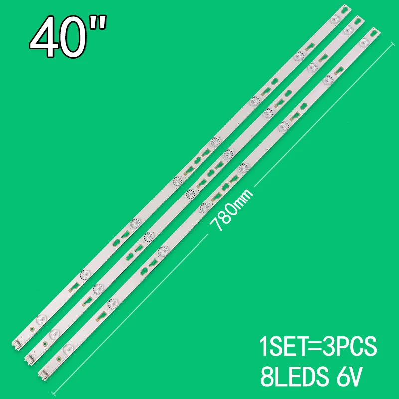 3pcs=1set 8leds 6v 780mm for 40 inch LCD TV TOT_40F3800_3X8_3030C_V1 TCL L40F3303B L40F3301B L40F3800A 40D2730 lvf400ss0te2v2 фонарь для подсветки tcl 40 дюймов tv l40f3303b l40f3301b l40f3800a l40f3800u lvf400ss0te2v2 фонарь led40d2710b