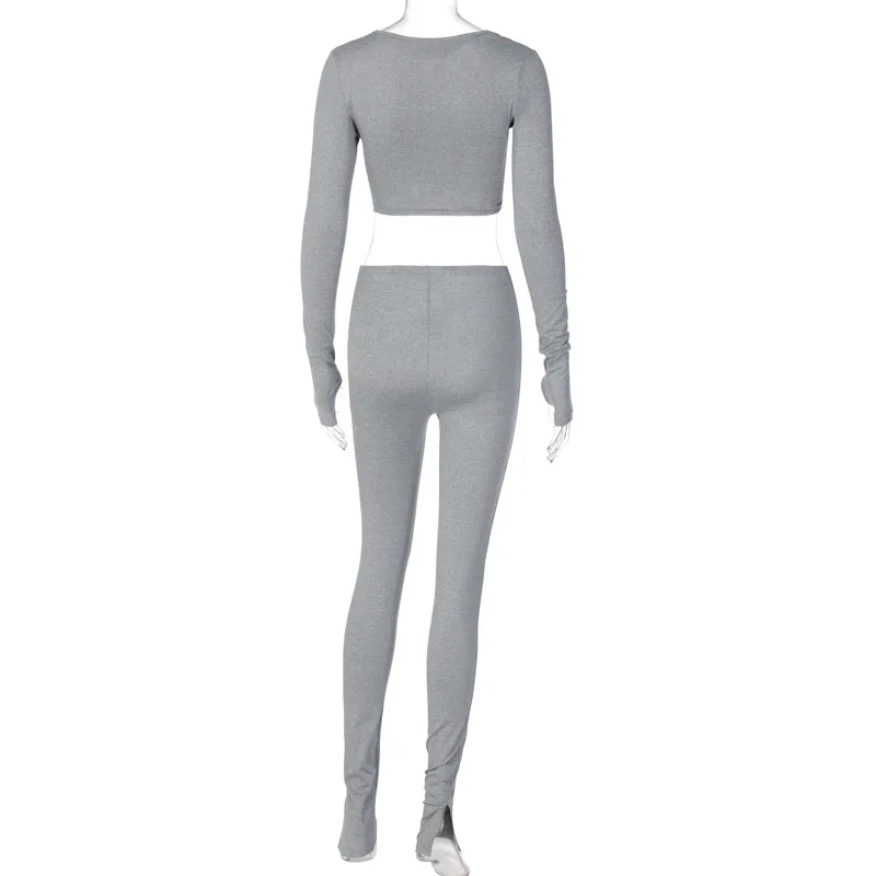 Sleek Winter Knitted Ensemble for Women Sweater Hoodie Set - Image 17