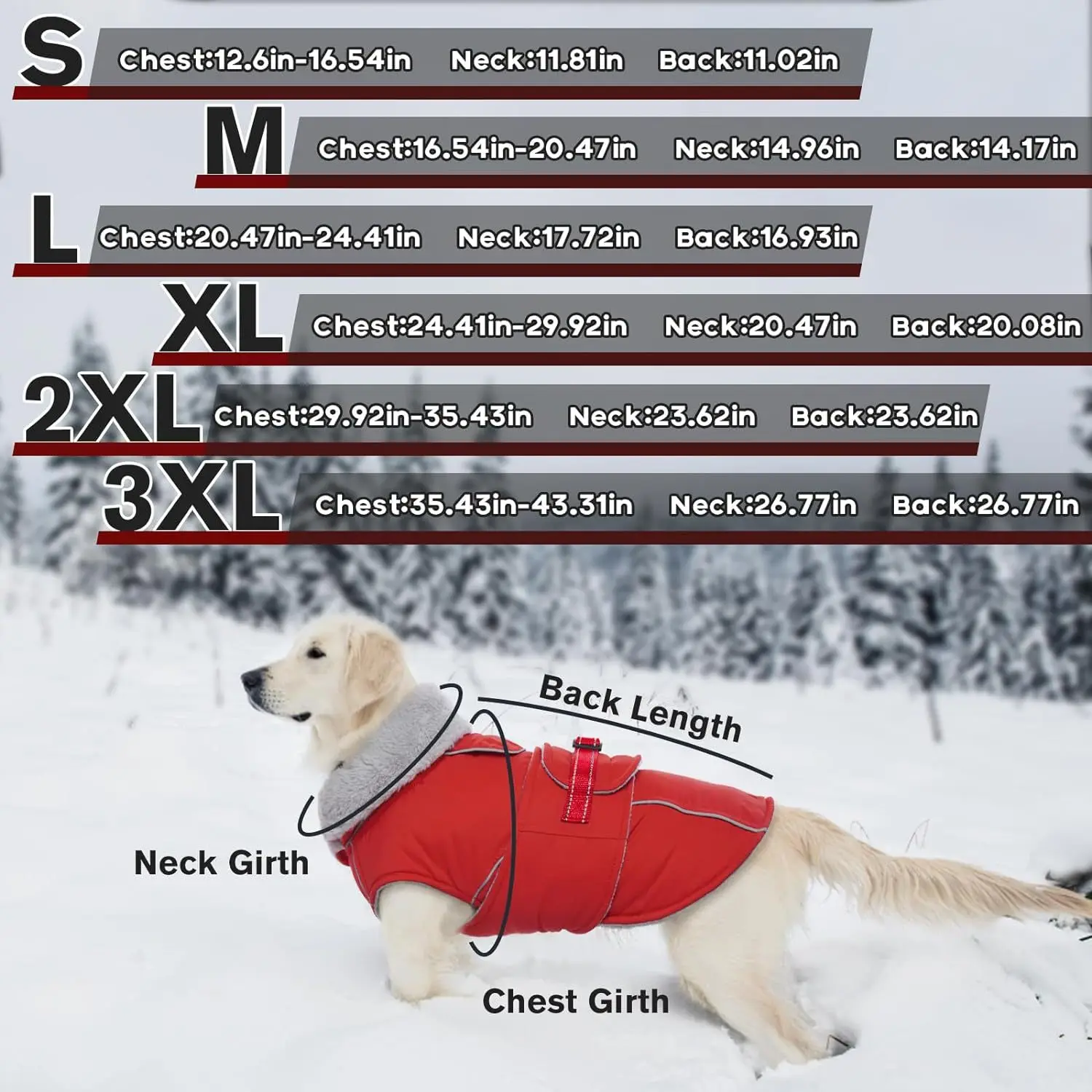 Reflective Dog Fleece Vest Waterproof Dog Jacket Windproof Winter Coat Snowsuit Cold Weather Coats w/ Adjustable Buckle