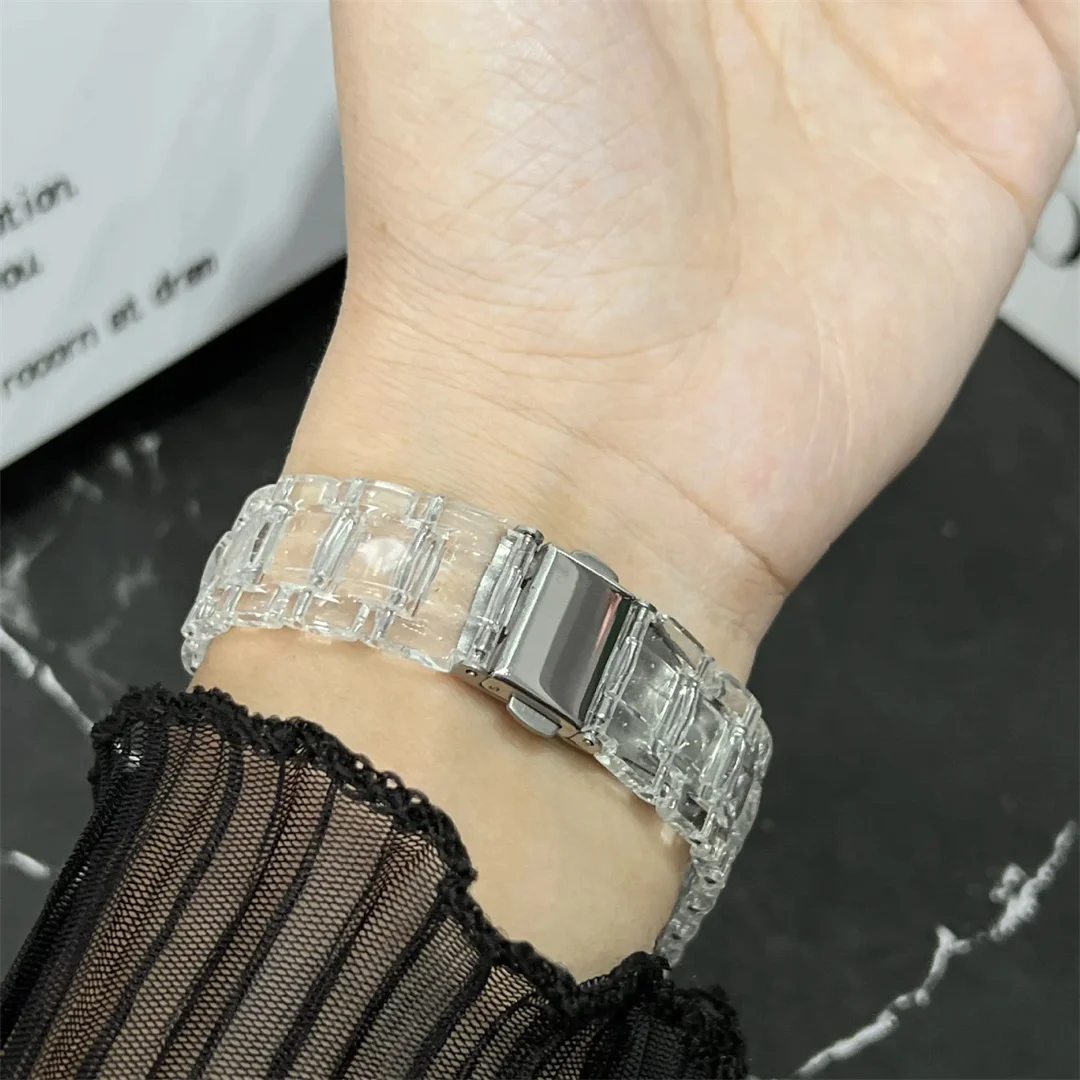 Rainbow Clear Resin Band for Smartwatch - Lightweight Wristband Strap Bracelet