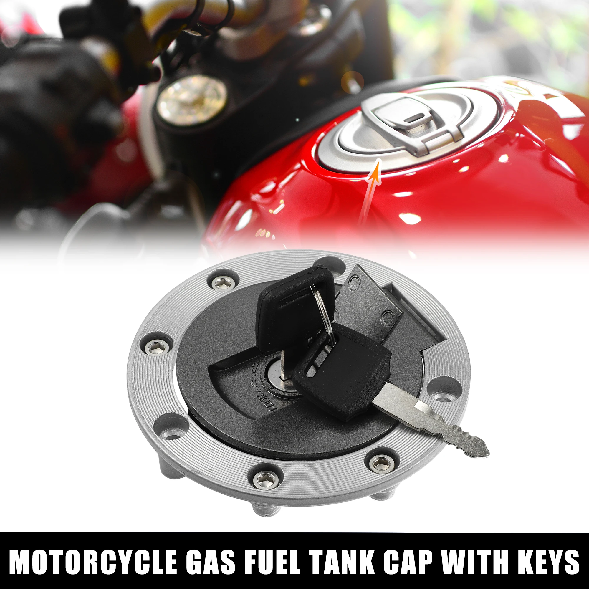 Motoforti 1 Set Motorbike Gas Tank Cover Locking Fuel Tank Cap with