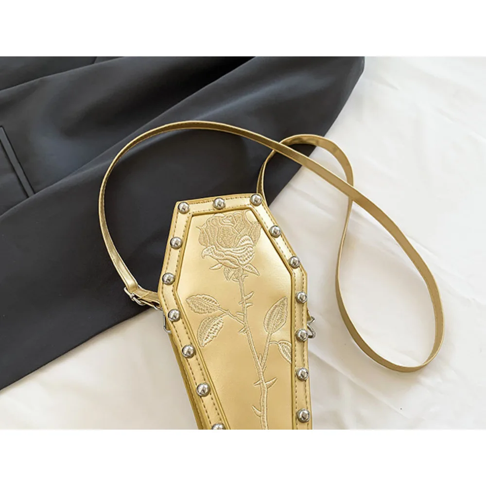Borsa a tracolla da donna a forma di bara stile gotico nero_voghion.com