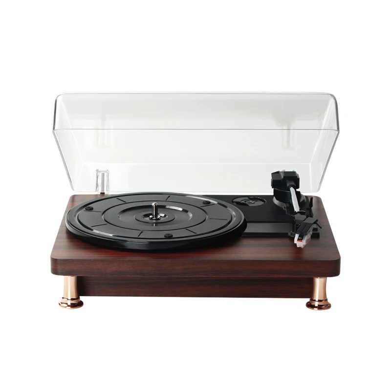 

AV input Wooden Record Antique Gramophone Record 3 Speed Gramophone Turntable BT Speaker Record player