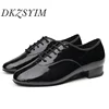 DKZSYIM Men's Latin Dance Shoes Leather Ballroom Modern Tango Dance Shoes For Boys Lace-Up Teachers Dance Sneaker Heels 2CM 1