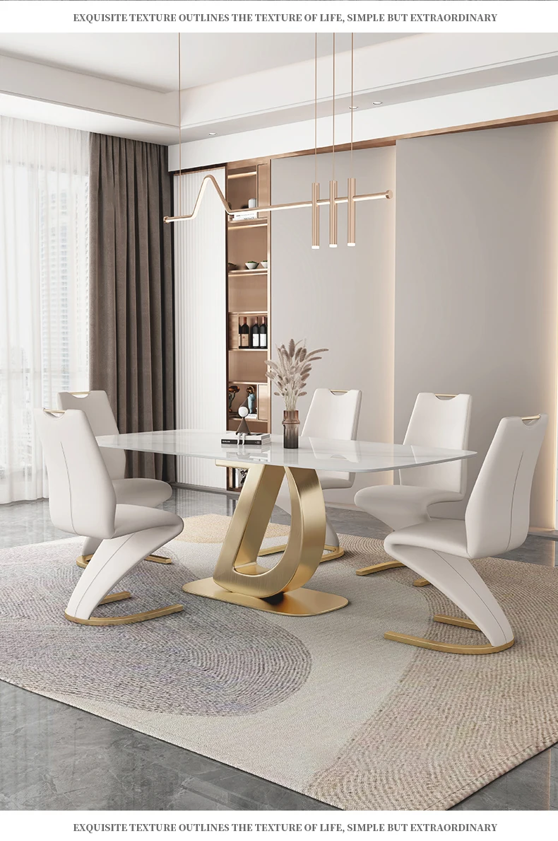 Description Picture 5 of itemSlate Kitchen Table Chairs Center Combination Small Apartment Modern Dining Tables Luxury Muebles Para Hogar Dining Room Set