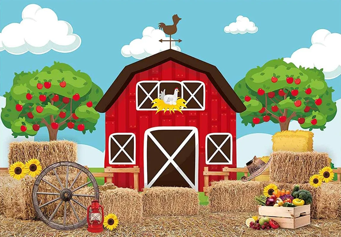 Farm Red Barn Baby Shower Supplies Animal Birthday Party Backdrop Photo  Background Farm Photography Decor for Kid Birthday - AliExpress, image size:1150x800