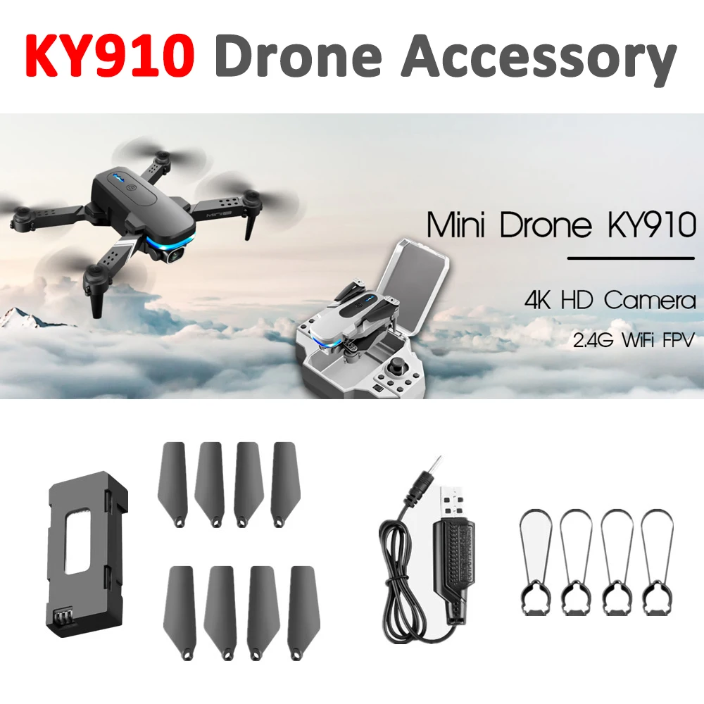 

KY910 мини-Дрон Квадрокоптер оригинальная запасная часть пропеллер лезвие крыло защитная рамка аккумулятор USB зарядное устройство кабель аксессуар