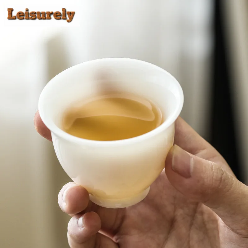 Five Blessing Jade White Porcelain Teacup Aesthetic Tea Bowl Water Jug Personal Cup Jianzhan Master Cups Tea Ceremony Gift Box