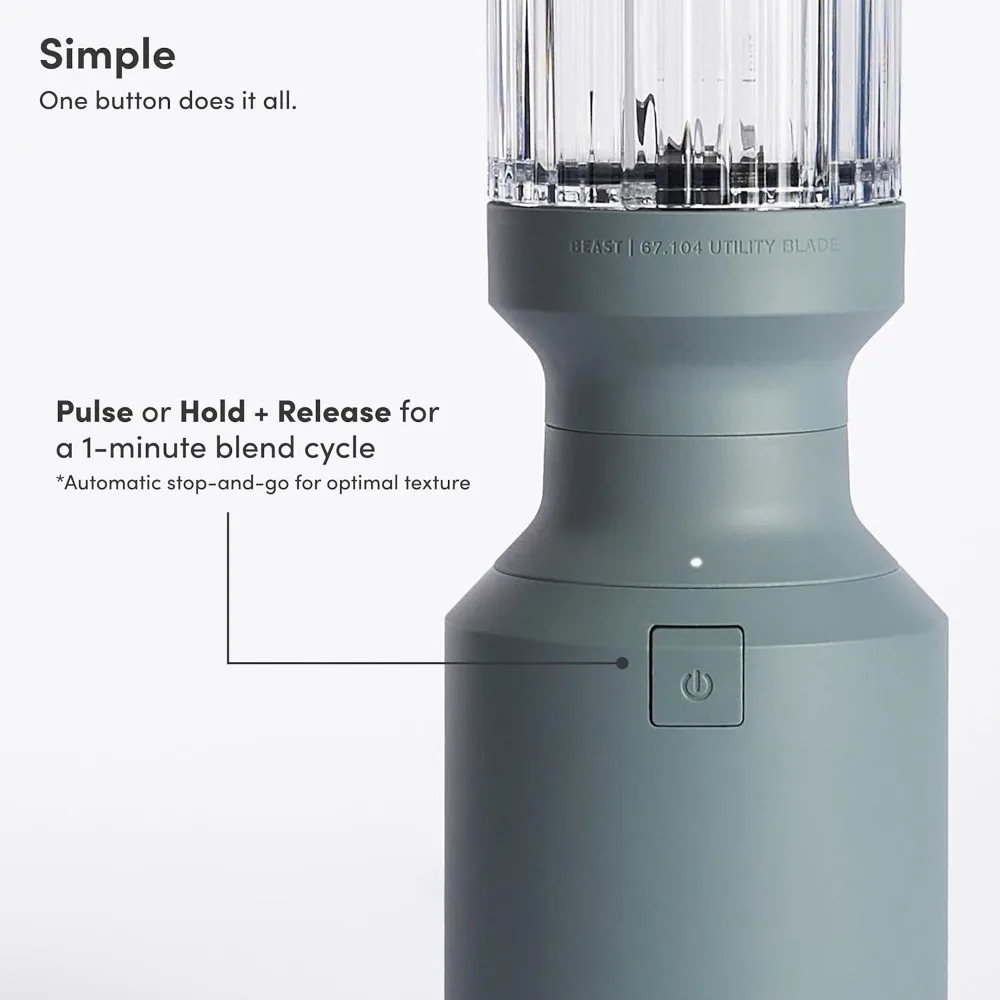 The Beast Mini Blender Plus | Mini Countertop Kitchen Blender | Blend Smoothies and Shakes, Dressings, Sauces, Dips | Extra Vess