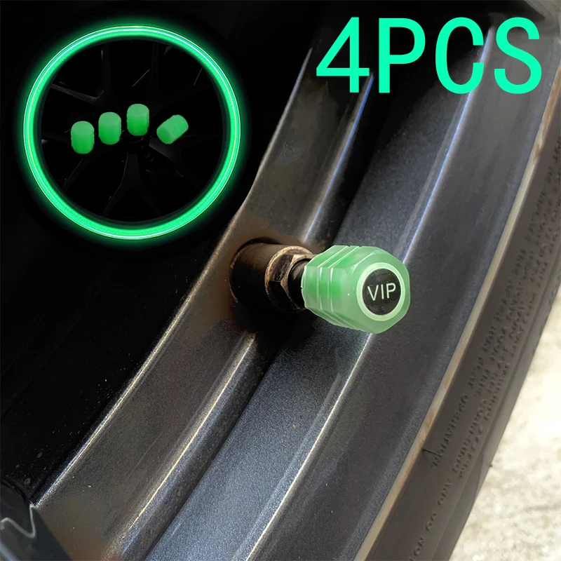 4Pcs Luminous Valve Caps Fluorescent Night Glowing Car Motorcycle Bicycle Wheel Styling Tyre Hub Universal Cap Decor Five styles
