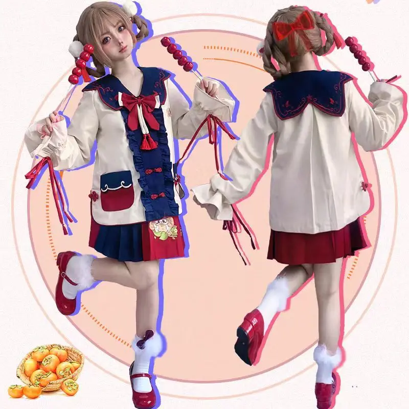 Japan School Authentic Cute Kindergarten Jk Uniform skirt Autumn Winter Long Sleeved Sailor Suit New Year Clothes Kawaii Girl