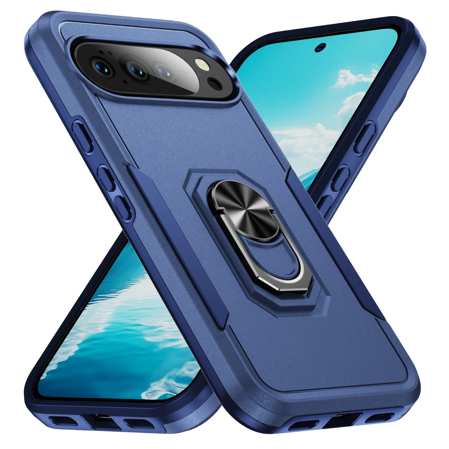 Heavy-Duty Magnetic Ring Stand Rugged Matte Hybrid Shockproof Phone Case