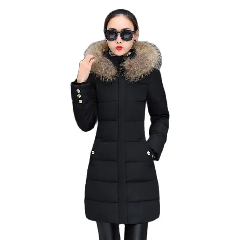 

Down Cotton-padded Jacket Women's Long Style In The Winter Of 2023, Big Fur Collar Cotton-padded Jacket Loose Slim And Slim Coat