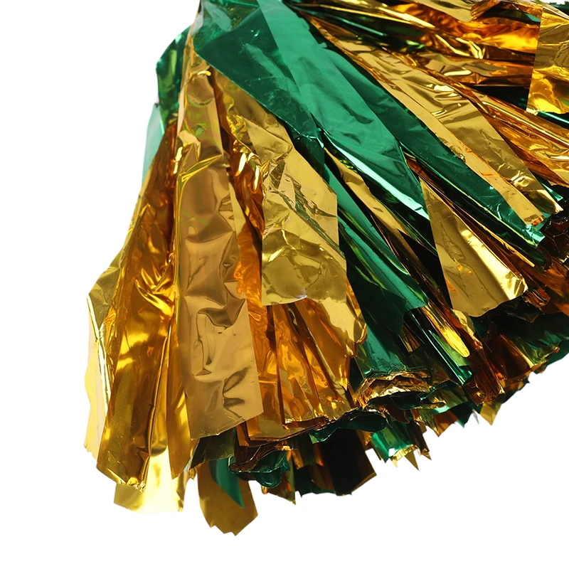 2Pcs 34cm Cheerleader Pom With Handle Poms Metallic Streamer Club Sport Supplies Sport Match Vocal Dance Party Decorator Tools