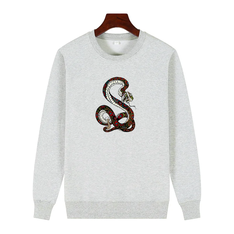 

Classic Graphic Sweatshirts Rattle Snake Fashion Fleece Fleece Round Neck Hoodie Cotton Thick Sweater Hoodie Men's Sportswear