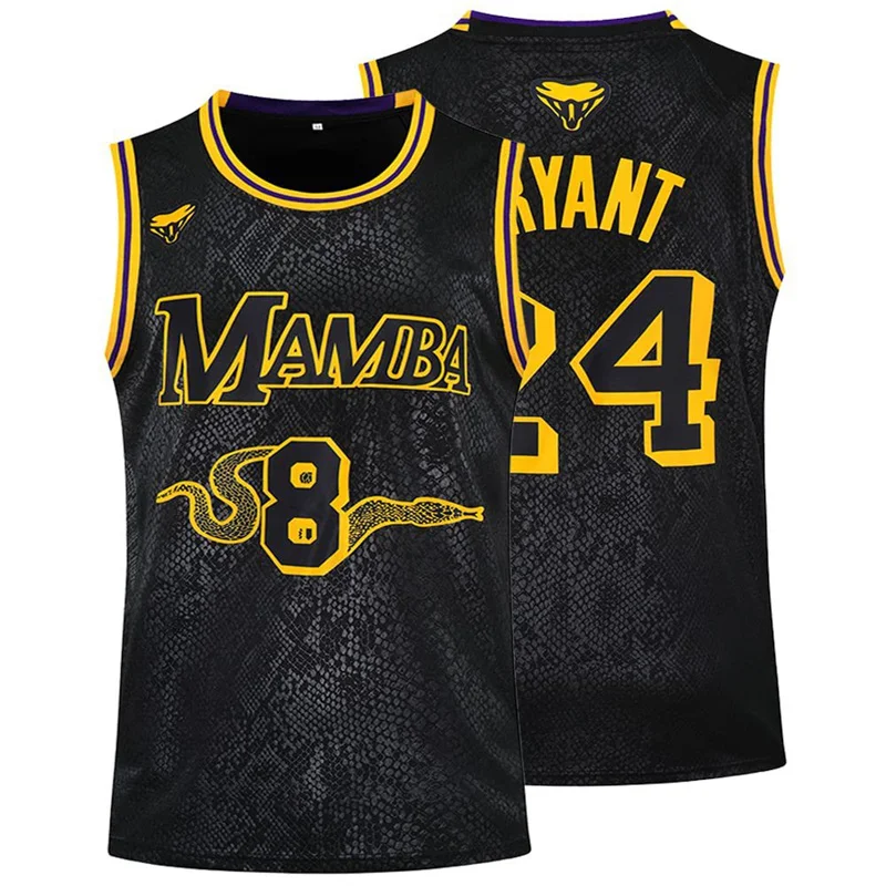 Summer Mens #8 #24 Black Mamba Basketball Jersey Sports Outdoor Breathable Shirt Quick Drying Tops Sewing Basketball Jerseys