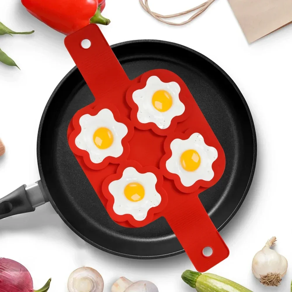 4 Holes Egg Pancake Molds Nonstick Silicone Fried Egg Mould Reusable Pancake Maker Baking Omelet Mold Kitchen Cooking Tools egg mold pancake maker omelette maker silicone cooking tools