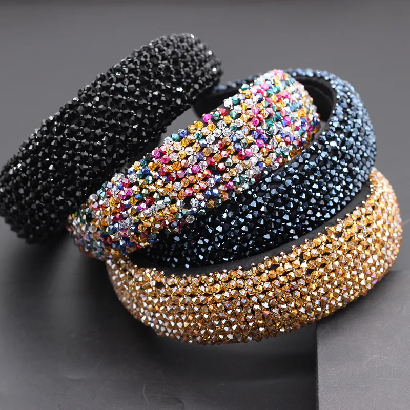 

Luxury Personality Color Rhinestone Headband New Baroque Fashion Crystal Beads Headband For Women
