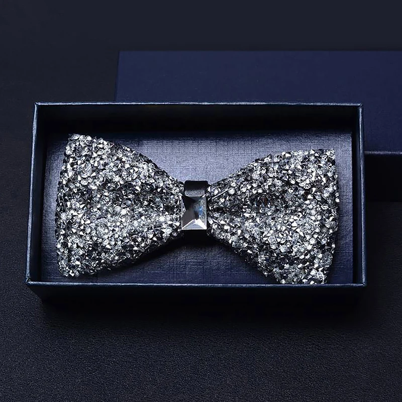 Farfalle Uomo In Raso Con Strass - Multicolore, Accessorio Da Sposo O Festa