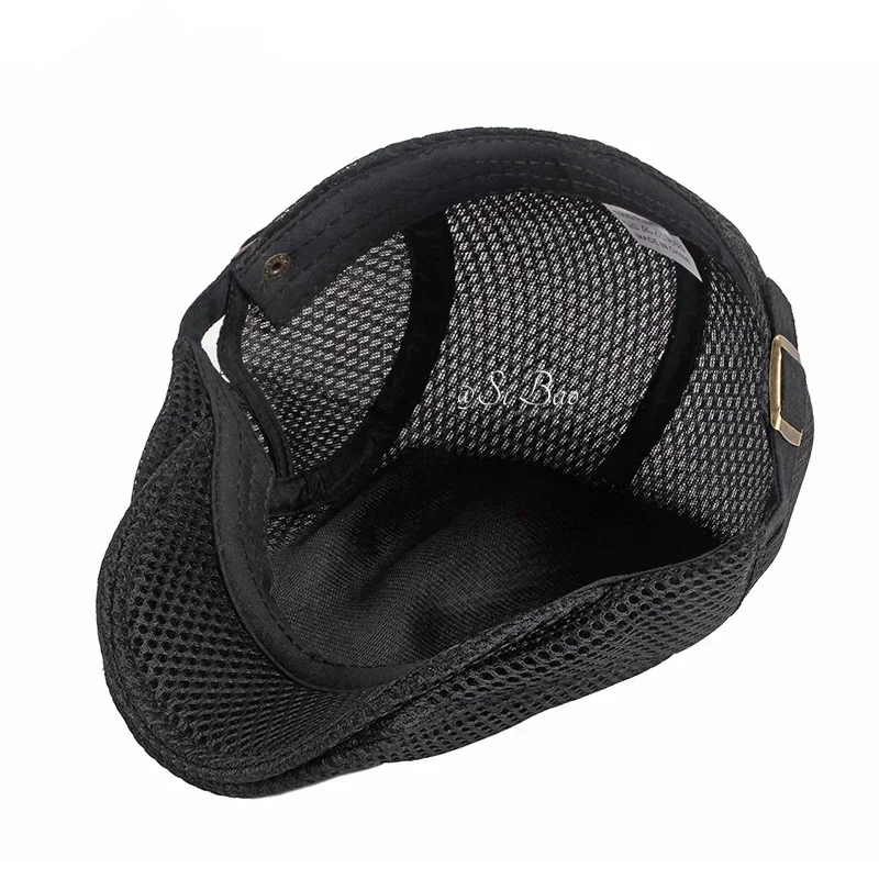 Man Berets Mesh British Vintage Flat Caps Gatsby Male Solid Color Berets Adjustable Driver Hats