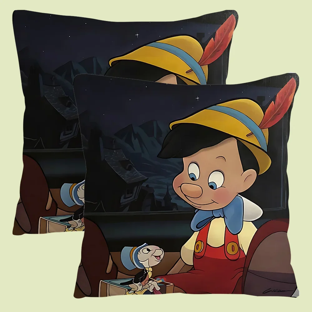 Funny Pinocchio Pillow Covers Cartoon Sofa Decorative Home Double-sided Printing Short Plush Cute Cushion Cover