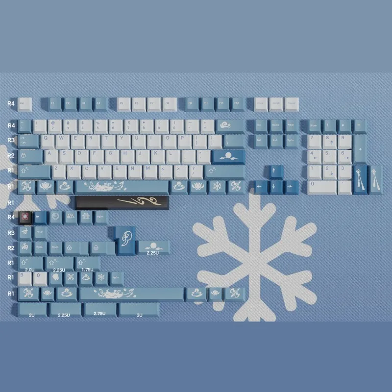 Genshin Impacto Ganyu Keycaps Grupo Pbt Dye Subbed Cereja Perfil Keycap para Keychron q2 65 75 Anne Gk64 Poker 142 Chaves