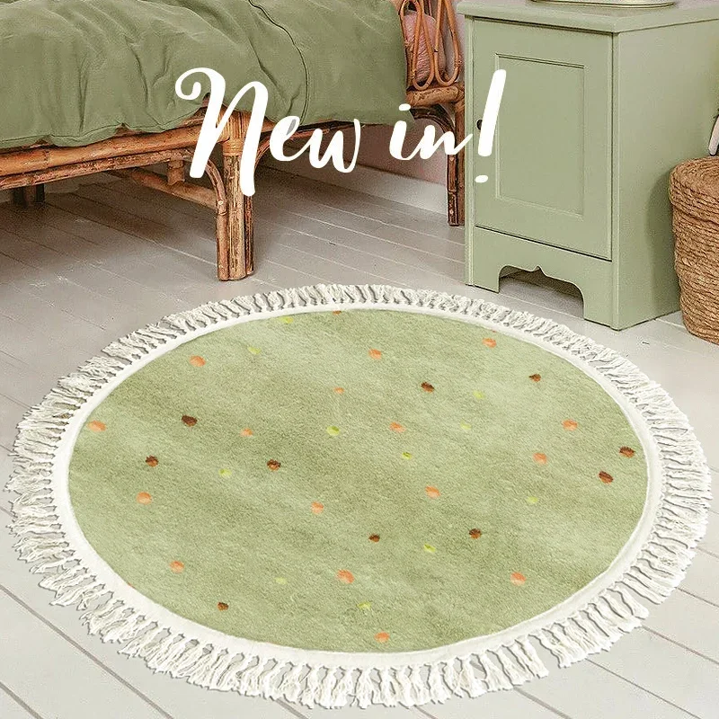 Tassel Carpets for Living Room Round Children Bedroom Plush Rug Large Area Home Decoration IG Cute Bedside Mat ковер Tapete 러그 2