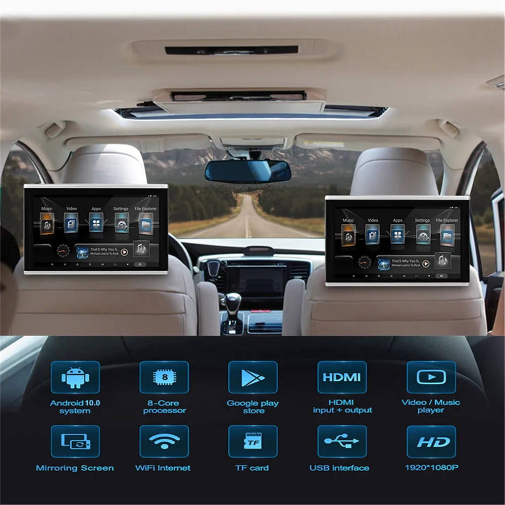 11.6 Inch Universal Car Headrest Rear Monitor Android 10.0 4K Video