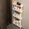 Kitchen Storage Trolley Home Space Saving Narrow Rack Behind Bathroom Door Hollow Out Seam Shelf Toilet Gap Floor Small Carts 2