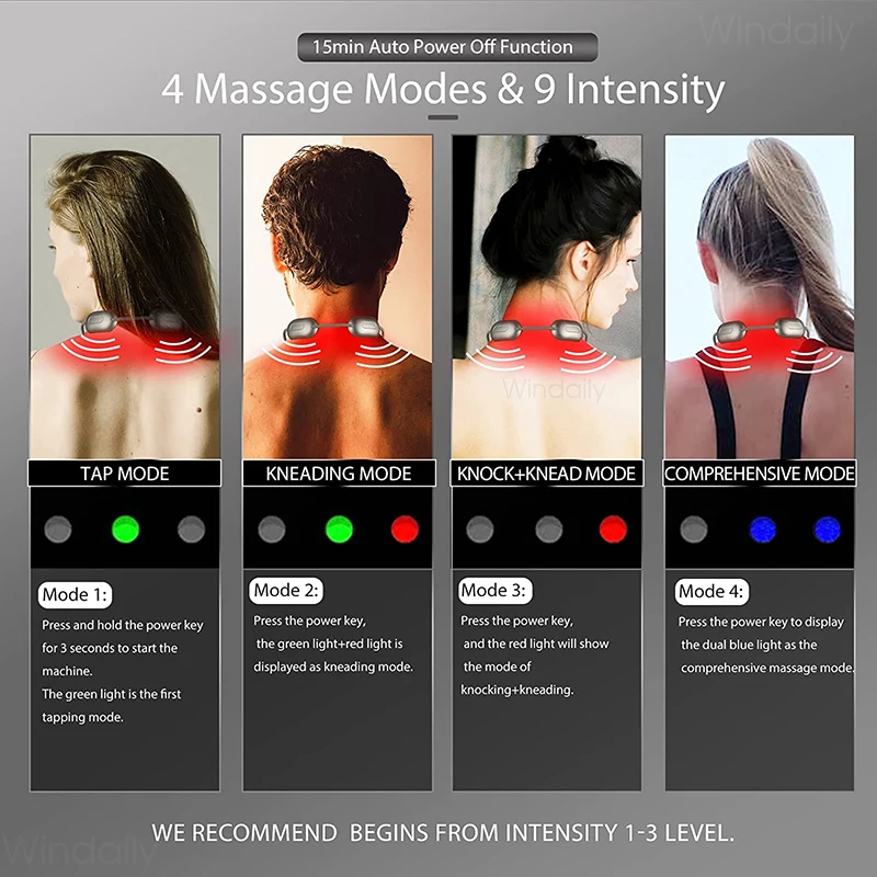 Mini Portable Hanging Neck Massager With Heat Electric EMS TENS Pulse Smart Cervical Spine Massager Shoulder F  2023_voghion.com