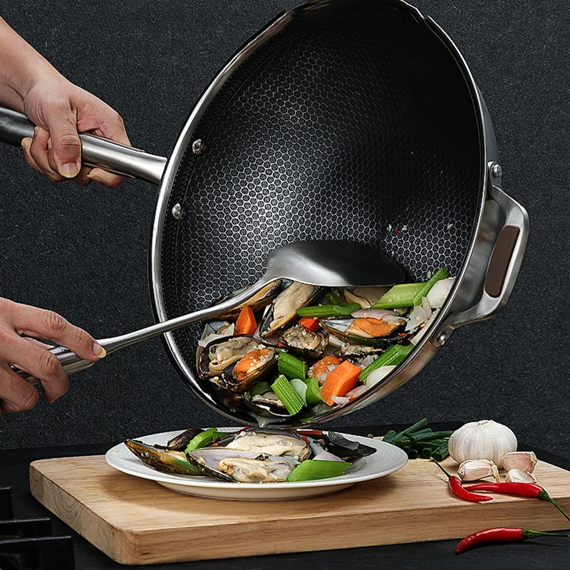 

Lid Steak Pancake Egg Gas Induction Cooker Nonstick Frying Pan Stainless Steel Durable Saucepan Wok Deep Fryer Cooking Cookware