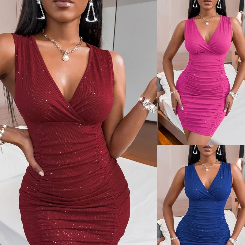 

Women Bodycon Dress Evening Dresses Deep V Neck Cocktail Dress P8DB